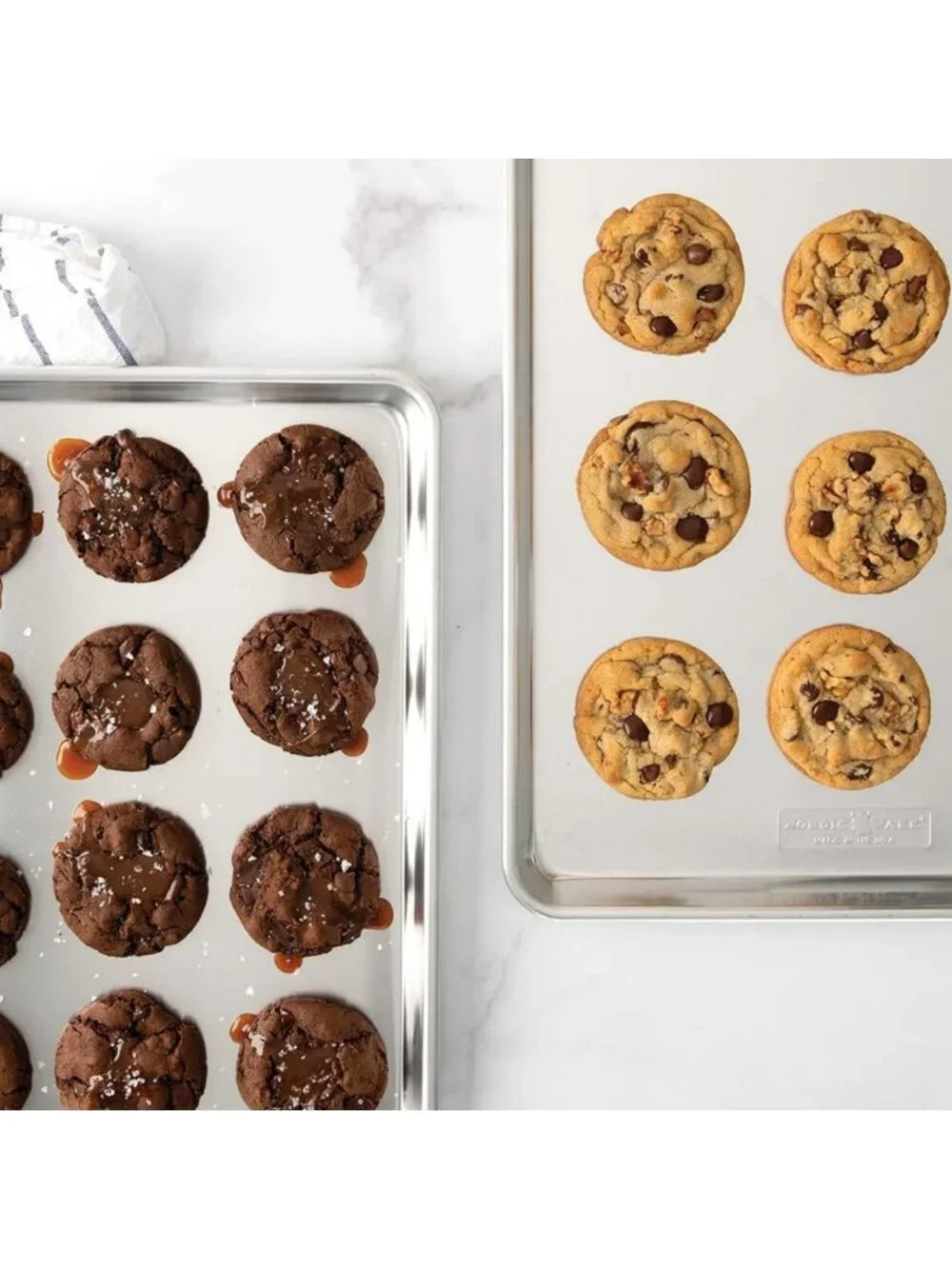 Commercial Quality Aluminum Half Sheet Pan Set - USA Made, Non-Warping, Baking